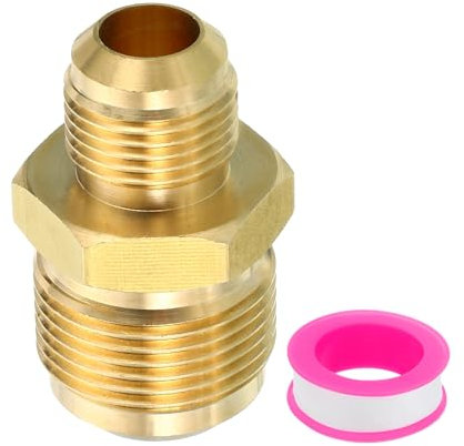 PATIKIL Connecteur Évasé Mâle 1/2 x 3/4 Mâle, 2 Pcs SAE 45 Degrés Adaptateur en Laiton Évasé Réduisant le Coupleur de Tube Union Raccord de Tuyau Évasé pour Conduite de Gaz d'Air CVC