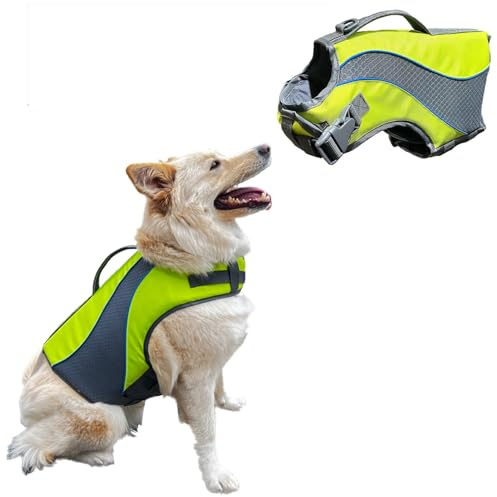 HydroPro Schwimmweste für Hunde, Schwimmhilfe mit Sicherheitsgriff, verstellbar, bequem, langlebig, Konservierungsmantel, hoher Auftrieb, Größe L