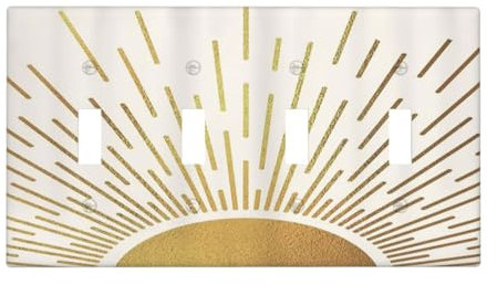 Spshian Dekorative Schalterplattenabdeckungen, goldene Sonne, Minimalismus, Sonnenaufgang, 4-Gang-Wandplatte, Lichtschalter-Abdeckplatte, Vierfach-Kippschalter, Jumbo-elektrische Frontplatte für