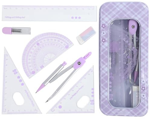 MHwan Zirkel Set, Ein Komplettes Lernset, Ausgestattet Mit Einer Robusten und Exquisiten Stoßfesten Außenbox, Geometrie Set für Die Sekundarschule, Ein Praktisches Set, das Von Kindern Geliebt Wird