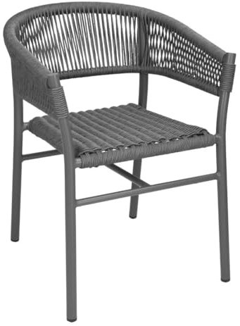 Bolero Florence Rope Twist Wicker Chairs Set (Pack of 2), Grey, Stackable, Aluminium, Indoor & Outdoor Chairs, Size: 750(H) x 610(W) mm, FU533