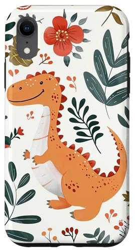 iPhone XR Cute Dinosaurs Floral Pattern Case