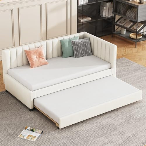 Dolamaní Sofabett klein 90x200 cm Beige, Ausziehbettfür Kinderzimmer Kinder Gäste Erwachsene, Tagesbett tagesbett ausziehbar mit Gästebett, Bett für Jugendliche mädchen Jungs