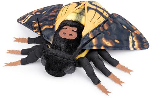 lilizzhoumax Simulation Geistergesicht-Motte Plüschtier 10,62 Zoll Weiches realistisches Motte Stofftier für Kinder Insektenliebhaber Jungen und Mädchen Geschenke Heimdekoration Schwarz Gelb