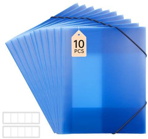 FRETONBA Postmappe A4 Schule, Sammelmappe 10 Stück, Eckspannermappe Elastische Bandbefestigung, Schnellhefter a4 PP-Material Robust und Langlebig, Dokumentenmappe a4 FTB