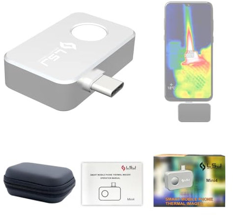 LSJ-Mini4 Appareil photo thermique pour Android, caméra infrarouge de résolution IR 256 x 192, fréquence de rafraîchissement de 25 Hz, caméra thermique d'images de -50 °F à 1500 °F (-20 ℃ à 550 ℃)