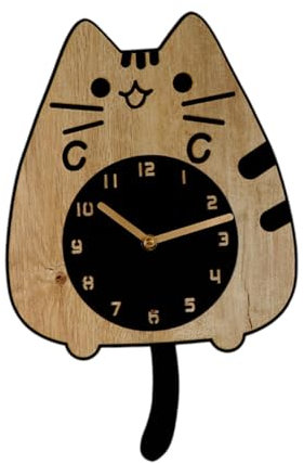 Colcolo Katzen-Wanduhr, dekorative Uhr, modern, stilvoll, mit schwingendem Schwanz, Cartoon-Wanduhr zum Aufhängen, leise Uhr für die Innenküche