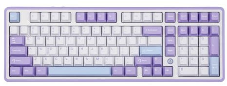MechLands AJAZZ AK980 98% Mechanical Keyboard, BT5.0/USB-C/2.4GHz Wireless Gaming Keyboard, Hot Swappable Creamy Custom Keyboard with Knob, RGB for Win/Mac (White, Hyacinth Switch)