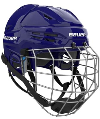 Bauer Re-Akt 55 Hockey Helmet Combo with Facemask, Senior (Navy Blue, Medium)