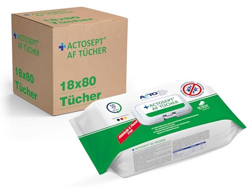 ACTOSEPT AF TÜCHER (80 Stk., 15x20 cm) – 18 Packungen gebrauchsfertiger, alkoholischer Desinfektionstücher. Wirken in 30 Sek., ideal für medizinische Flächen. CE IIa. PZN: 19895287