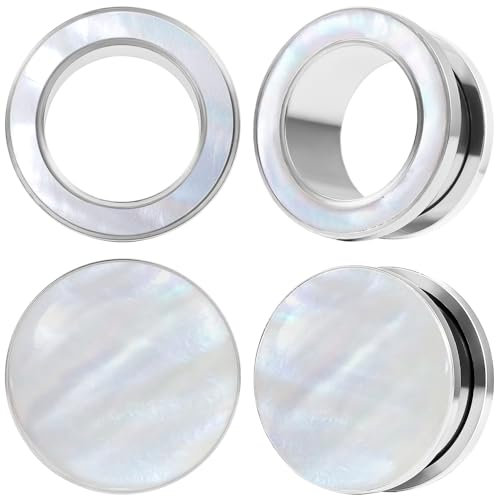DOEARKO Ohr Flesh Tunnel 1 Paare Ohr Tunnel Plug Edelstahl Double Flared Ohr Plug Expander Piercing Schmuck für Frauen und Männer (Silber,14mm)