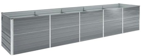 Myheimly Garten-Hochbeet Verzinkter Stahl Gartenbeet Pflanzbeet Frühbeet 400×80×77 cm Grau
