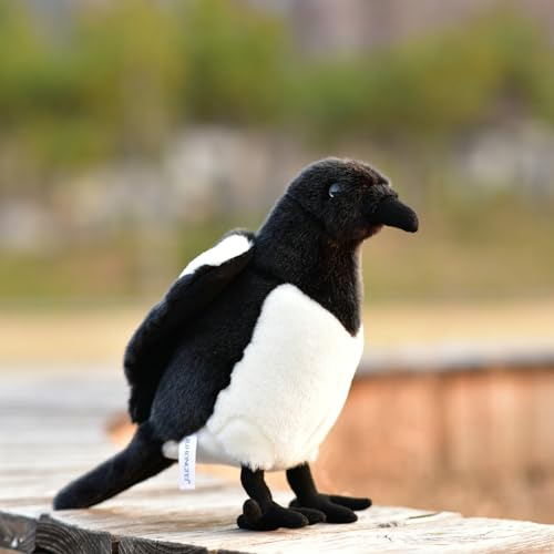 LIUHONGFEI Simuliertes Elster Plüschtier, realistische Vogelpuppe, Kinder, mit Aluminiumdraht an beiden Füßen, um fest auf dem Tisch zu stehen