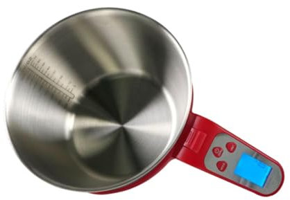 Milageto Küchenwaage für Lebensmittel, vielseitig einsetzbar, Tragkraft 5,0 kg, abnehmbar, Digitale Küchenwaage mit Schüssel und Messbecher, zum Kochen, Rot