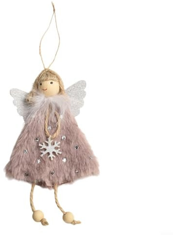 Hängendes dekoratives Stück mit einer bezaubernden Plüsch-Weihnachtsengel-Puppe (rosa)