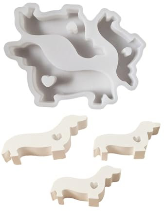 Qsvbeeqj Moldes de silicona de perro salchicha para hacer jabón, cemento, yeso, moldes de silicona para fondant de chocolate
