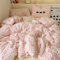 Nyescasa Housse de Couette 240x260 Rose à Carreaux Vichy Motif Nœud Papillon Moderne Parure de lit Adulte 2 Personnes en Microfibre Housse Couette avec Fermeture Éclair et 2 Taies d'oreiller 65x65 cm