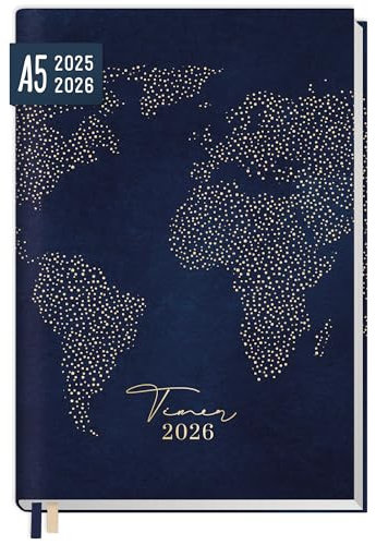 Häfft® Chäff-Timer Classic Kalender 2025/2026 A5 World Wide Buchkalender, Terminplaner, Terminkalender, Wochenplaner für 18 Monate: Juli 2025 bis Dez. 2026 - nachhaltig & klimafreundlich