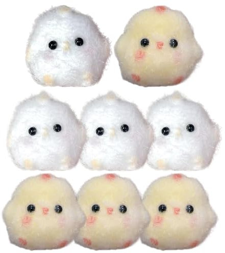 8 Pcs Taba Squishy, Yellow And White Bobo Chicken Mini Fufu Squishies, Squishy Maker, Taba Squishy Kit, Cute Squishy Squeeze Stress Relief Chick Toy, Stress Relief Fidget Toys for Adults, Kids