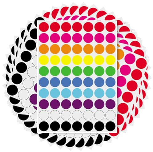JEYORZY 1050 Stück 20mm Klebepunkte Bunt 10 Farben Punkt Aufkleber Weihnachten Sticker, Aufkleber Rund, Bunte Klebepunkte, für Büro Schule, Kalender, und zum Basteln, Papier