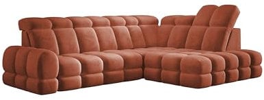 DomoHome Ecksofa Tollo Rustikal Salvador-Stoff Rechte Seite 302x217x105 cm, L-Form Sofa mit Schlaffunktion, Bettkasten 120x85x17 cm, Elektrisch Verstellbar