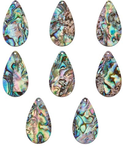 BENECREAT 8 Stück Abalone Muschel Tropfenanhänger 35x19x2mm Natürliche Abalone Muschel Tropfenanhänger Für Die Herstellung von Fußkettchen Halsketten Und Armbändern Zum Selbermachen Bohrung: 1.6mm