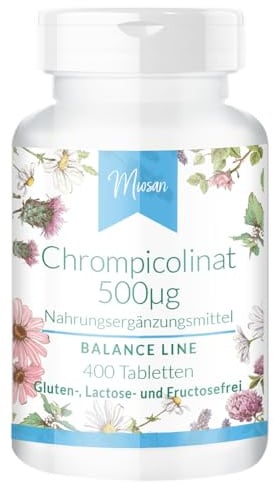 Chrompicolinat 500μg - 400 Tabletten - BALANCE LINE - *normaler Blutzuckerspiegel - 500μg pro Tablette – Herstellung & Laborprüfung in Deutschland | MIOSAN® CLUB - Exklusives Wohlbefinden