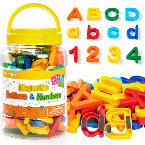 Odoorgames Magnetic Letters and Numbers for Toddlers – ABC Fridge & Kids Magnets for Whiteboard, 78 Pcs Alphabet and Number Magnets Set with Math Symbols