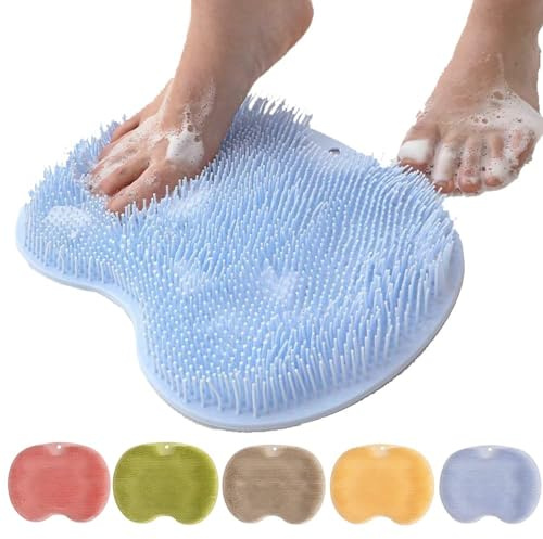 Fußbürste für Die Dusche, 2026 Neu Fußbürste Wäscher Fußbad Massagegerät Fußwaschmatte, Mit Saugplatte Rutschschutz Fussmassage Fußwaschmatte Im Badezimmer (Blau)