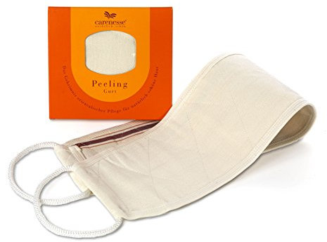 CARENESSE Peeling-Gurt für den Rücken 15 x 85 cm I Exklusiver Peelingeffekt I Rückenschrubber I Massagegurt I Body Scrub I Peelinggurt ohne Chemie & Plastik I Rückenbürste I Selfcare Körperpeeling