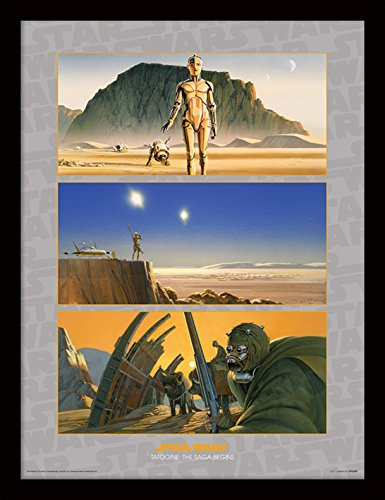 Pyramid International FP11351P-PL Star Wars (Tatooine: The Saga Begins) gerahmter Druck, 250 GSM Paperwrap MDF, Mehrfarbig, 44 x 33 x 4 cm