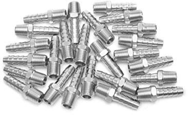 LTWFITTING Barb Fittings Edelstahl 316 Anschluss 1/4 Schlauch x 1/8 Außengewinde NPT(25 Stück)