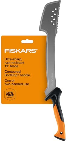 Fiskars Machete Knife, Machete For Cutting Trees, Heavy Duty, 18-Inch Bushcraft Axe Branch Cutter with Rust-Resistant and Low-Friction Blade Coating and Nylon Sheath