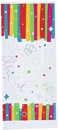 Cellophan-Partytaschen - Regenbogenbänder-Geburtstagsfeier - 20er-Pack