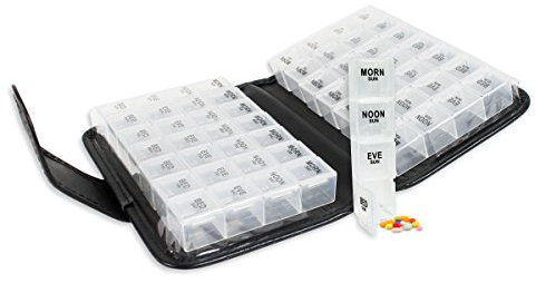 Premium 14 Days Pill Organiser Wallet, 4 Times a Day Removable Cases, Two-Week Organiser Perfect for Holidays to Hold Vitamins Cod Liver Oil, Supplements and Medication