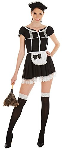 dressforfun tectake Frauenkostüm sexy Zimmermädchen | Super verführerisches Kleid | Zaubert EIN traumhaftes Dekolleté | inkl. Haarreif und Strümpfe (S | Nr. 301055)