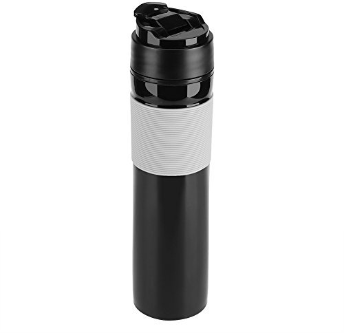Zerodis Mini Cafetera francesa prensa portátil para llevar, 350ml Cafetera portátil para Oficina Viaje Outdoor(Black)