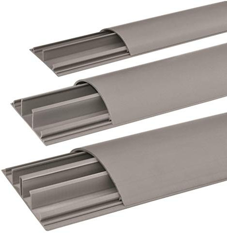 SCOS Smartcosat SCOSKK273 1 m Habrund Kabelkanal (L x B x H 1000 x 50 x 12 mm, PVC, Fußboden, Kanal, Selbstklebend) grau