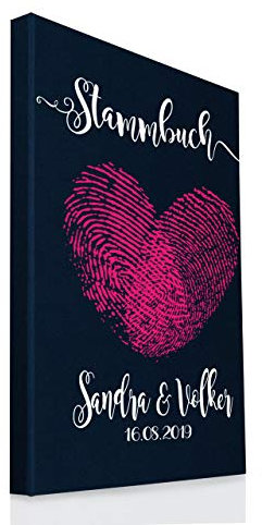 Hochzeitideal Stammbuch der Familie A4 inkl. Personalisierung Bezug Leinen Nr. 44A (Dunkelblau)