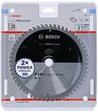 Bosch Professional Lama per sega circolare Standard for Aluminium (alluminio, 190 x 20 x 2 mm, 56 denti, accessorio per sega circolare a batteria)