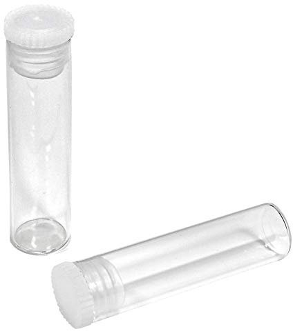 MV-Versand 50 Stück Flachbodengläser 50mm x Ø12mm, Klarglas, transparente Laborgläser | Laborgefäß, Reagenzglas stehend mit Lamellenstopfen, für Globuli, Pulver, Testsätze, feste Substanzen