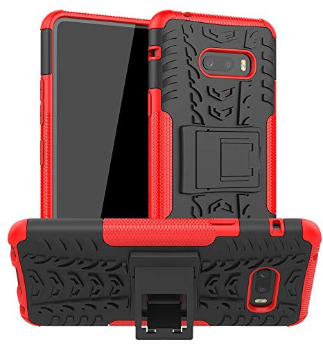 LiuShan Kompatibel mit LG G8X ThinQ Hülle, Dual Layer Hybrid Handyhülle Drop Resistance Handys Schutz Hülle mit Ständer für LG G8X ThinQ/LG V50S ThinQ 5G 2019 Smartphone,Rot
