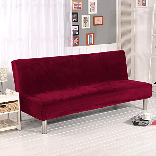 WINS Sofabezug für Schlafsofa, dehnbar, für 3-Sitzer, ohne Arm, aus Samt, rutschfest, Futonbezug