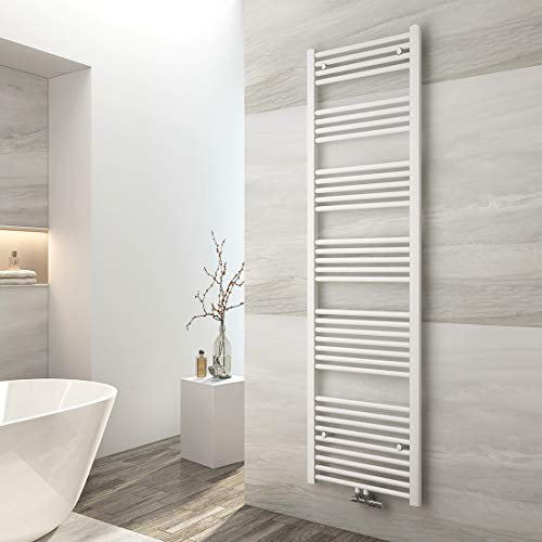 EMKE Badheizkörper 1800x500 mm, Handtuchheizkörper Mittelanschluss Badheizkörper Handtuchhalter Handtuchwärmer Handtuchtrockner Heizkörper Bad Handtuchheizung Weiß 739W