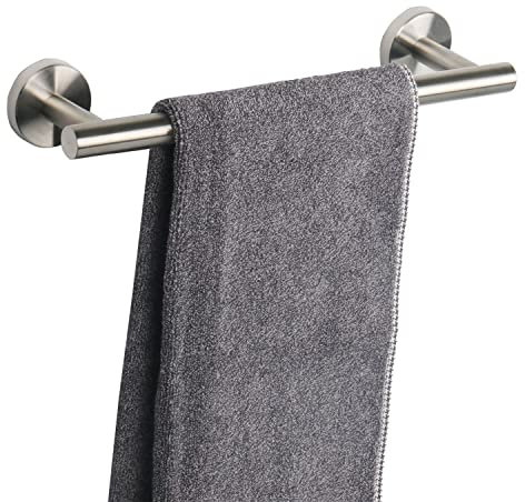 TocTen Barre porte-serviettes de bain en acier inoxydable SUS304 épais pour salle de bain, porte-serviettes mural robuste - 30,5 cm - Nickel brossé