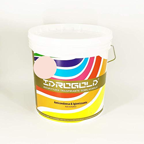 Pittura TEMPERA Idropittura Opaca Interni BIANCA O COLORATA Semilavabile ALTA COPERTURA (14 Litri, ROSA S510-Y90R)
