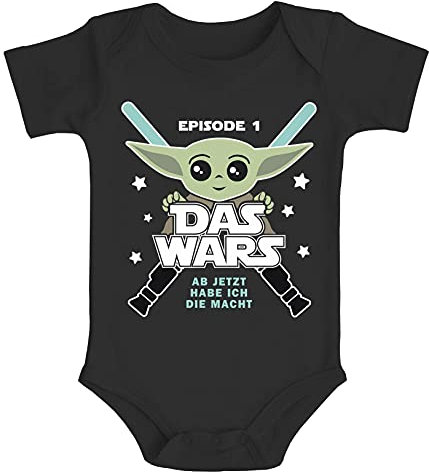 MoonWorks® Baby Body mit Spruch lustig Episode 1 Das Wars Jetzt Habe ich die Macht Yoda Parodie Jungen & Mädchen schwarz 3-6 Monate