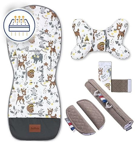 Atmungsaktive Sitzauflage Kinderwagen, Sitzauflage Buggy Sommer - Kinderwagen Zubehör - Universal - Kinderwagen Einlage mit Anti-Schock-Kissen, buggy einlage sommer – Bambi Dream