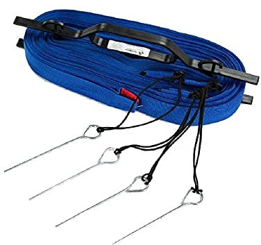 QLS Spielfeldmarkierung Badminton Garten Strand mit Heringen einstellbar Badmington (Blau #E07361)