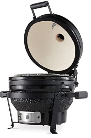 Premium Kamado BBQ 16 pollici Ø 41 cm - Barbecue a carbonella - Grigliare, affumicare, cuocere al forno, cuocere a vapore - Fornello - Barbecue all'uovo Nero